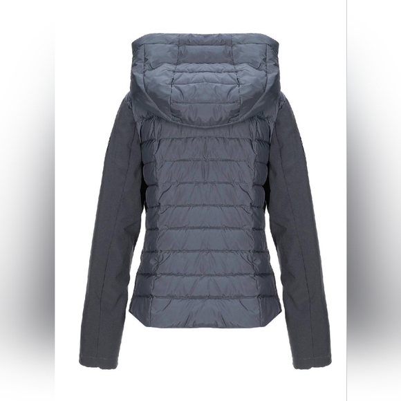 BOMBOOGIE women winter puffer grey hooded jacket size M - Picture 2 of 9